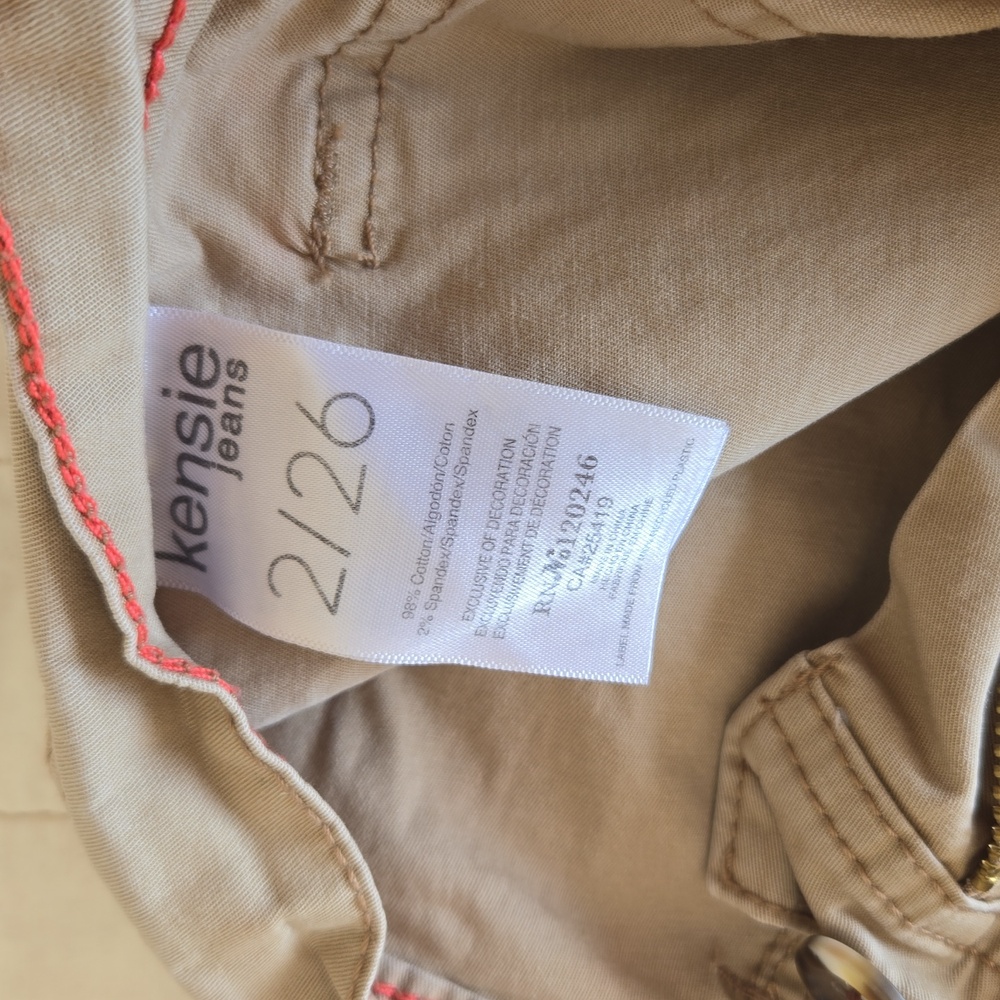 Kensie Jeans The Ella High Rise Straight Khaki Utility Cargo Pants Size 2 / 26 - Picture 13 of 14